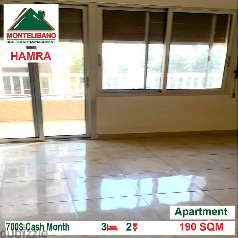 700$/Cash Month!! Apartment for rent in Hamra!! 0