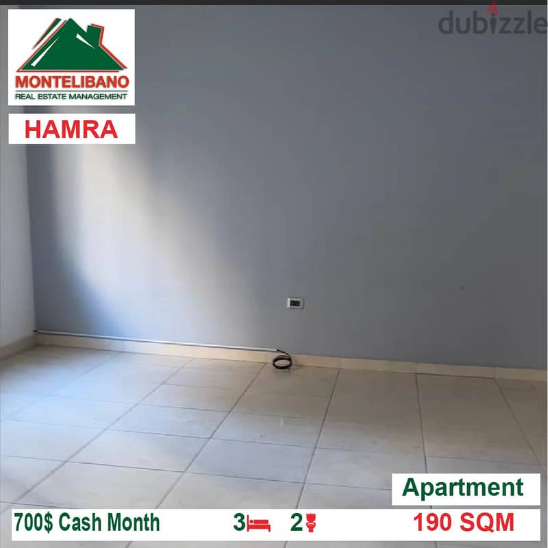 700$/Cash Month!! Apartment for rent in Hamra!! 1