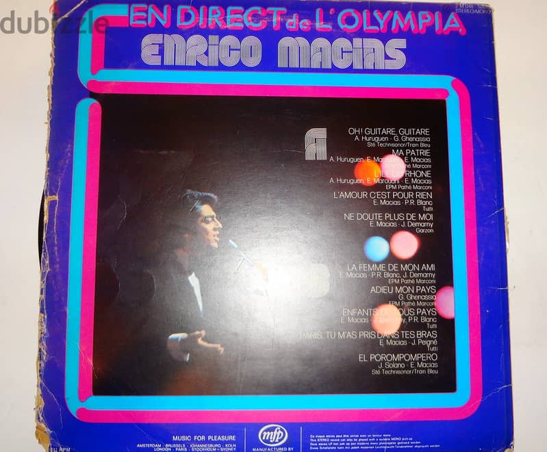 Enrico Macias en direct de L olympia album vinyl 1