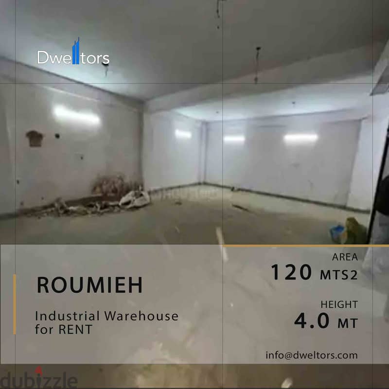 Warehouse for rent in ROUMIEH - 120 MT2 - 4.0 MT Height 0