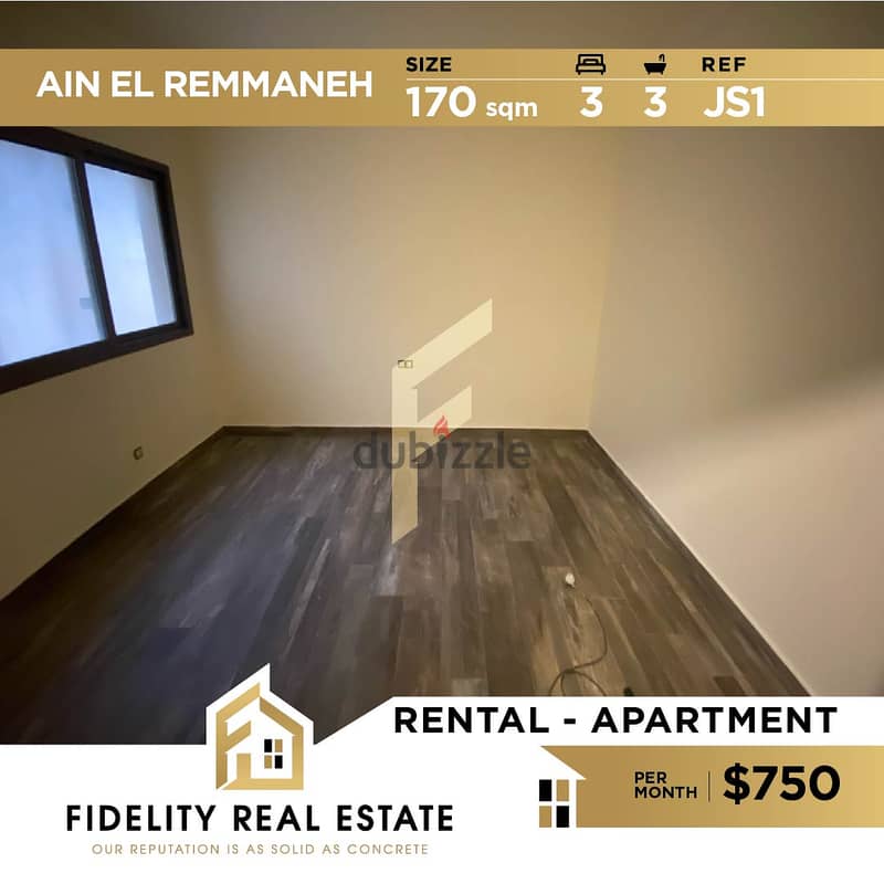 Apartment for rent in Ain el remmaneh JS1 0