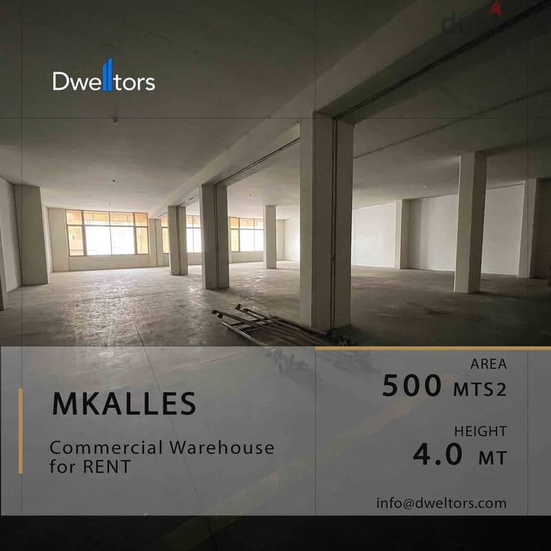 Warehouse for rent in MKALLES - 500 MT2 - 4.0 MT Height 0