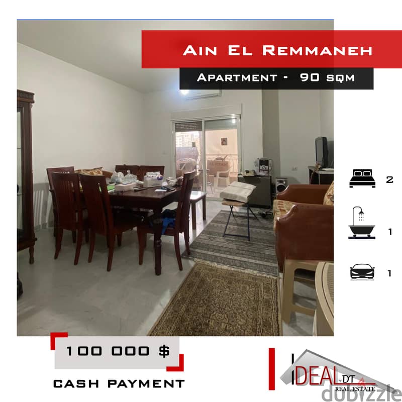 Apartment for sale in Ain El Remmaneh 90 sqm 100 000$ ref#jpt22129 0