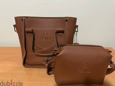 2 in 1 fendi bag camel color leather new