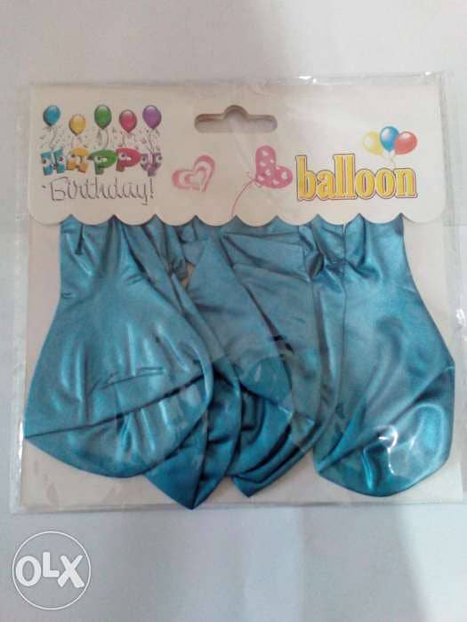 Balloons Quality , 6 Pcs , Silver & Metalic Blue 2