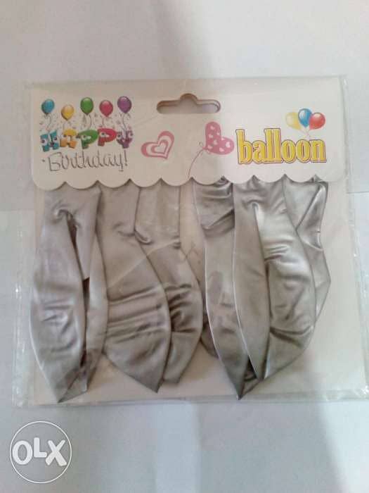 Balloons Quality , 6 Pcs , Silver & Metalic Blue 0