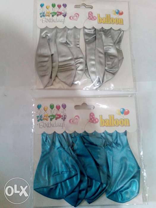 Balloons Quality , 6 Pcs , Silver & Metalic Blue 1