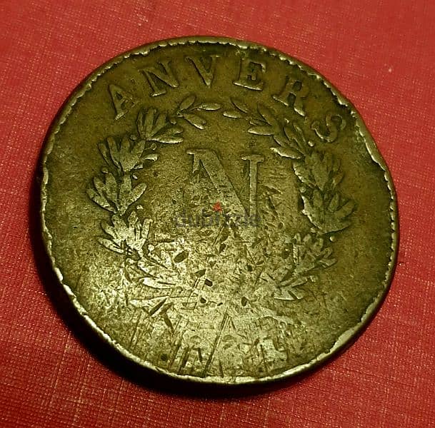 France Napoleon I 1814 Obsidionale D'anvers 10 Cent. 1