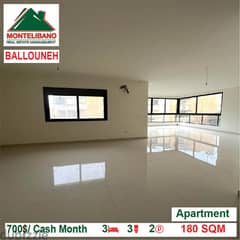 700$/Cash Month!! Apartment for rent in Ballouneh!! 0