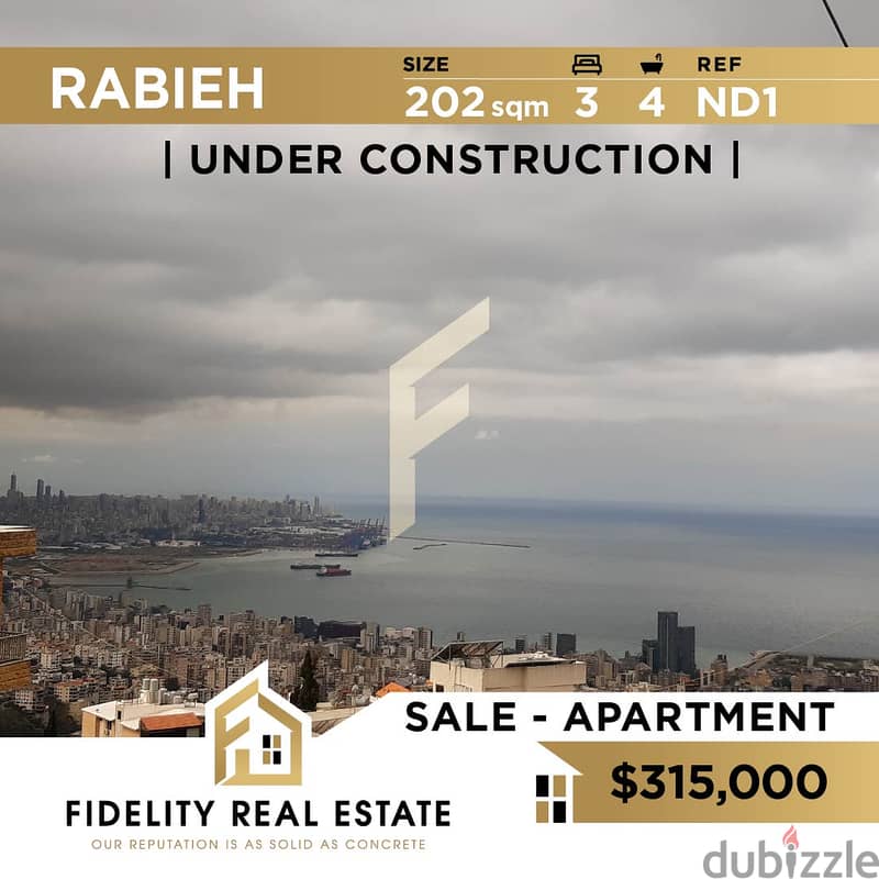 Under construction apartment for sale in Rabieh ND1 0