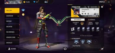 free fire account with Rare skins 0