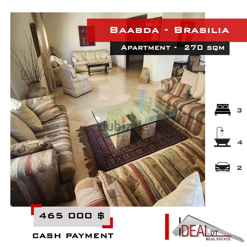 Apartment for sale in Baabda brazilia 270 sqm ref#ms82113 0