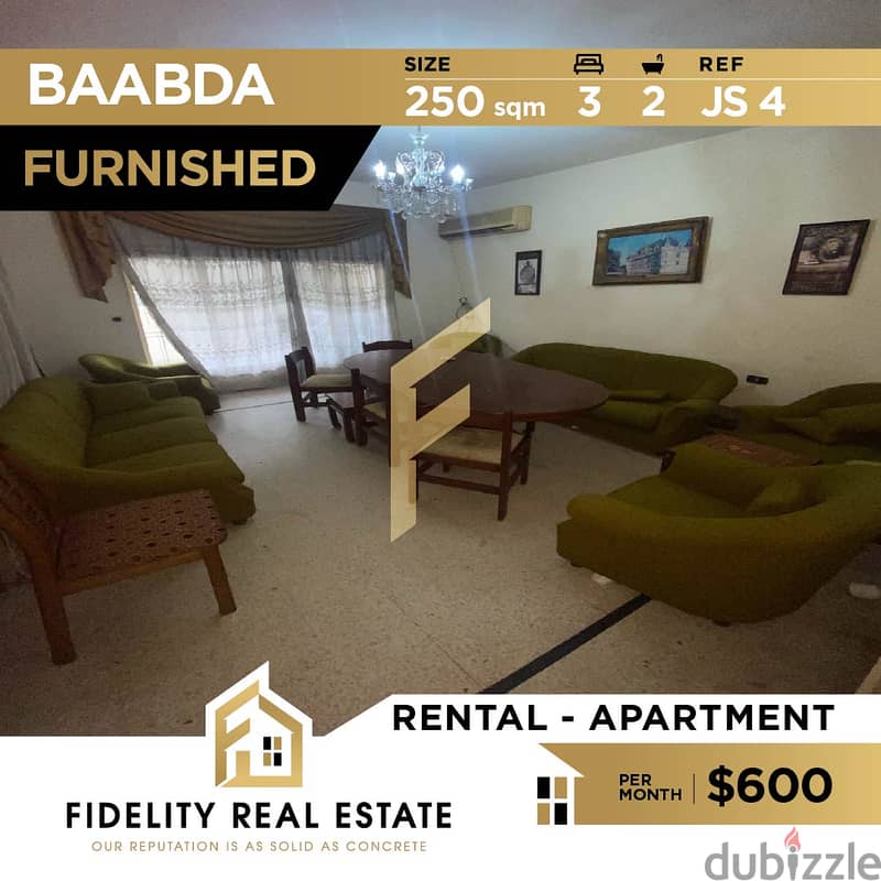 Furnished apartment for rent in Baabda JS4 0