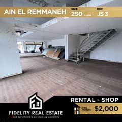 Shop Mezanine for rent in Ain el remmaneh JS3 0