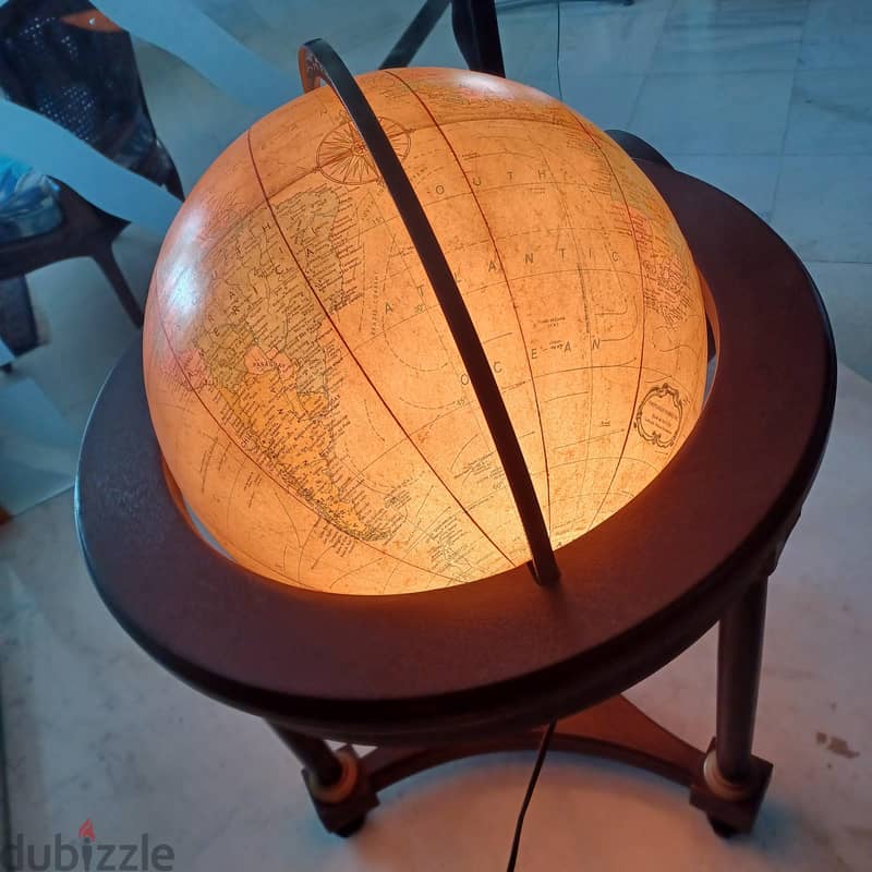 World Globe illuminated with wooden stand 2