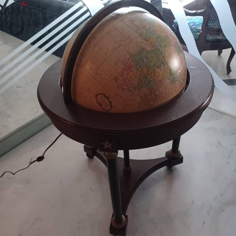World Globe illuminated with wooden stand 3