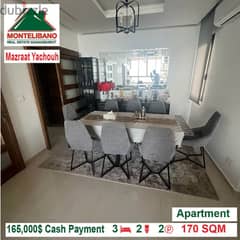 165000$!! Apartment for sale located in Mazraat Yachouh