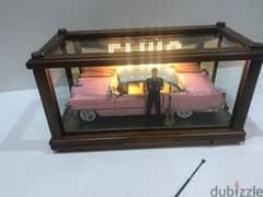 1/18 Vintage diecast Elvis Presley Pink Cadillac Diorama Oak display. 0