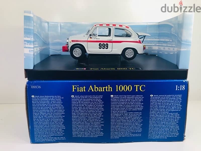 1/18 diecast in box opening panels Fiat Abarth 1000 TC by Revell 12