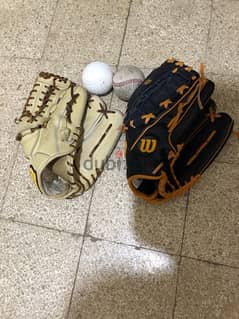 2 leather baseball gloves