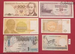 Old various banknotes Lot # B-54 x 6 pcs
