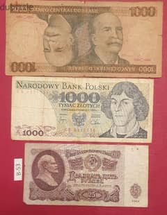 Old various banknotes Lot # B-53 x 3 pcs
