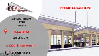 Showroom For rent In Baabda 260 sqm صالة عرض للايجار ref#ms82116