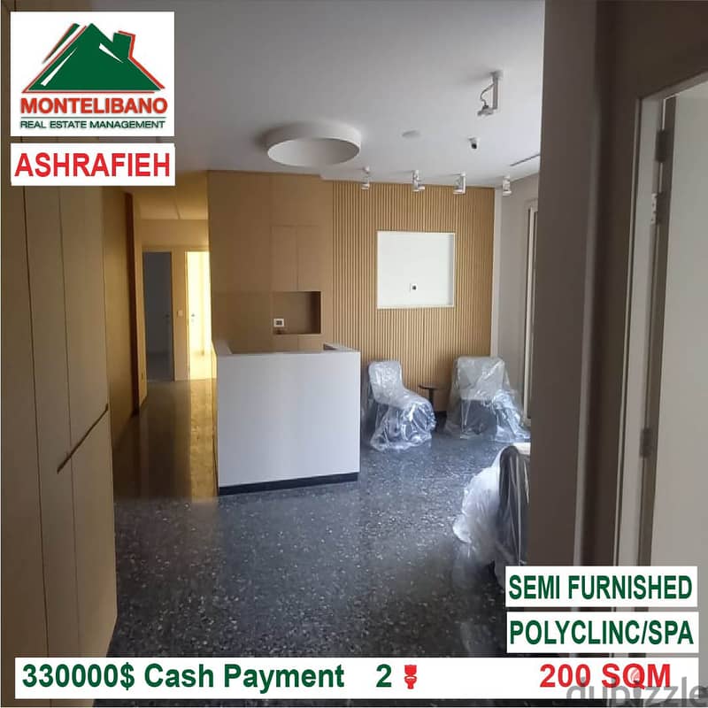 330000$!! Polyclinic/Spa semi furnished for sale located in Ashrafieh 1