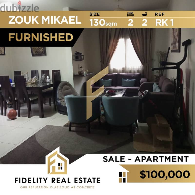 Furnished apartment for sale in Zouk Mikael RK1 0