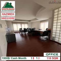 1500$!! Office for rent located in Hazmieh Damascus Highway