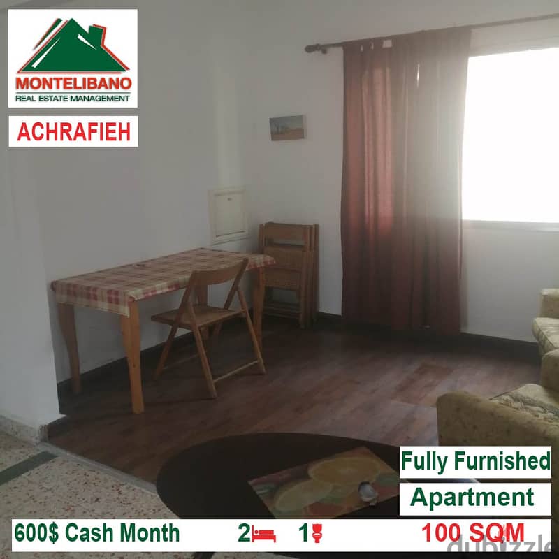 600$!! Fully Furnished apartment for rent located in Achrafieh 1