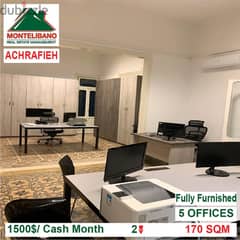 1500$/Cash Month!! Offices for rent in Achrafieh!!