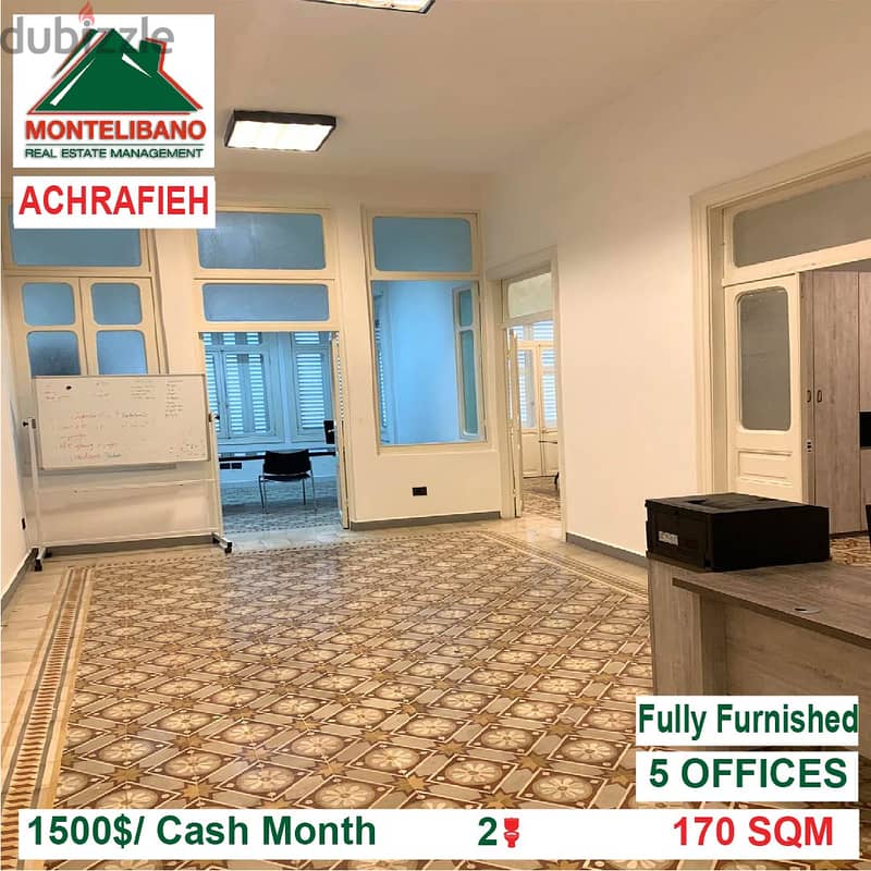 1500$/Cash Month!! Offices for rent in Achrafieh!! 1