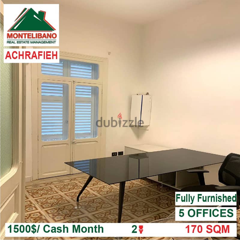 1500$/Cash Month!! Offices for rent in Achrafieh!! 2