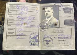 هوية المانية نازي اصدار سنة ١٩٤٠ اثناء الحرب العالمية Nazi ID