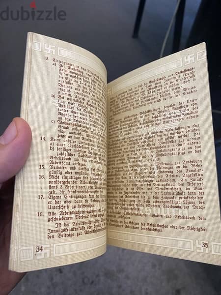 دفتر عمل الماني نازي عبارة عن دفتر من ٣٨ ورقة سنة ١٩٣٩ Nazi work book 3