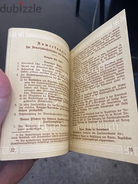 دفتر عمل الماني نازي عبارة عن دفتر من ٣٨ ورقة سنة ١٩٣٩ Nazi work book 4