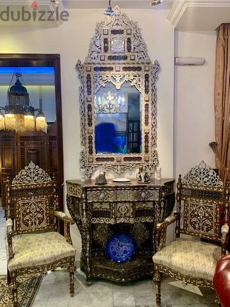 console with mirror & chairs كونسول دمشقي مع مراية وكراسي 0