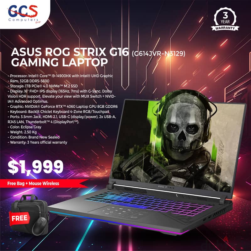 Asus ROG Strix G16 (G614JVR-N3129) Gaming Laptop 0