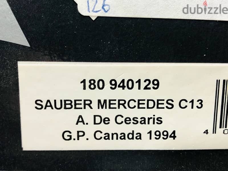 1/18 diecast F1 Mercedes Sauber C13 Canada G. P 1994 5