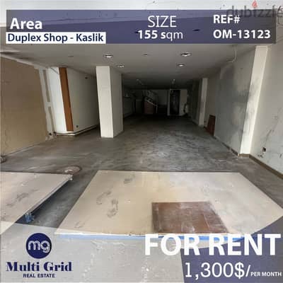 OM-13123/ Duplex Shop for Rent in Kaslik, محل دوبلكس للإجار في الكسليك