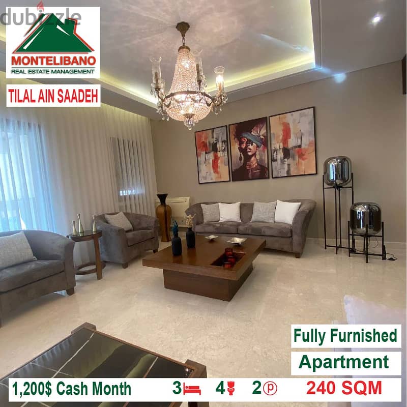 1200$!! Apartment for rent located in Tilal Ain Saadeh 1