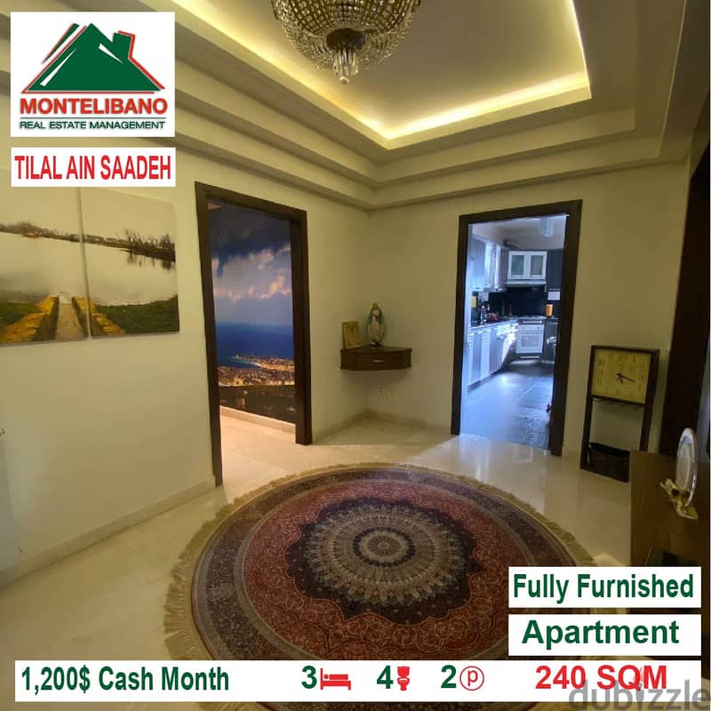 1200$!! Apartment for rent located in Tilal Ain Saadeh 2