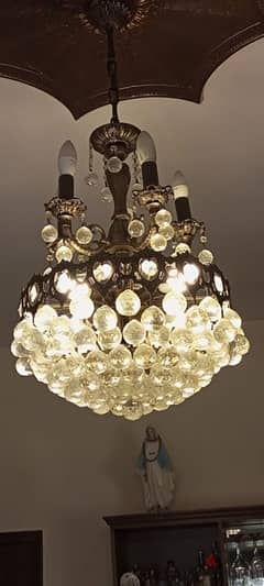 copper and crystal chandelier 0