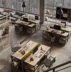 Open space office with garden corporate high standard building