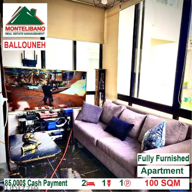 85,000$ Cash Payment!! Apartment for sale in Ballouneh!! 0