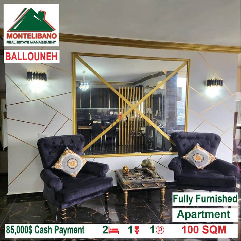 85,000$ Cash Payment!! Apartment for sale in Ballouneh!! 1