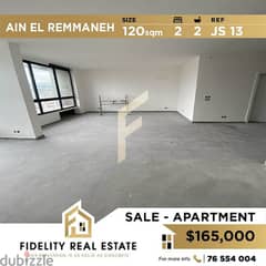 Apartment for sale in Ain El Remmaneh JS13