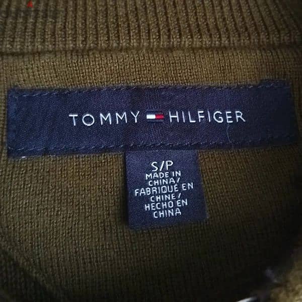 Original "Tommy Hilfiger" Olive Green Cotton Sweater Size Men's L/XL 4