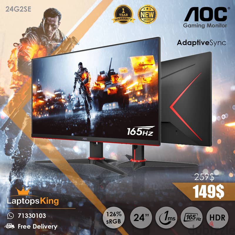 AOC 24G2SE 24" Fhd 165hz 1ms Gaming Monitor Offer 0